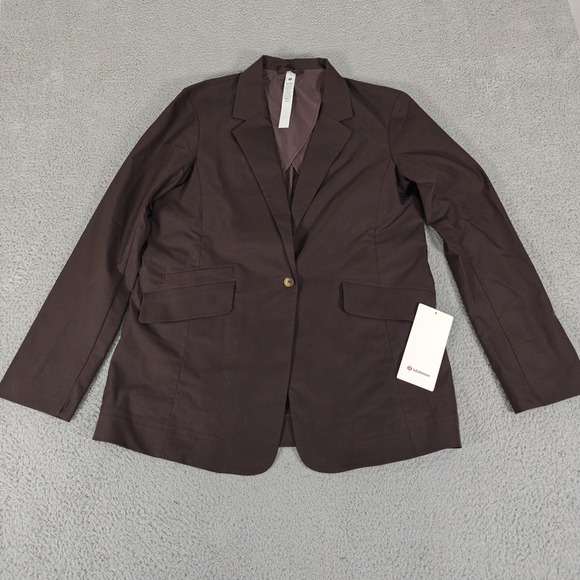 lululemon athletica Jackets & Blazers - Lululemon Blazer Womens Medium Brown‎ Relaxed-Fit Twill Business Casual Jacket
